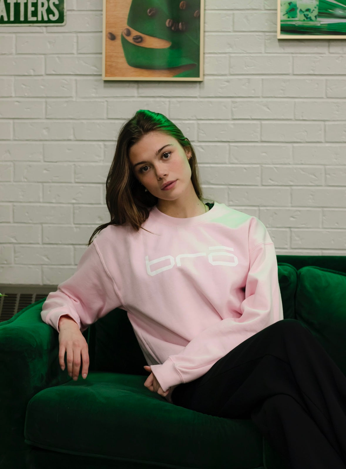 BRO Pink Classic Crewneck | White